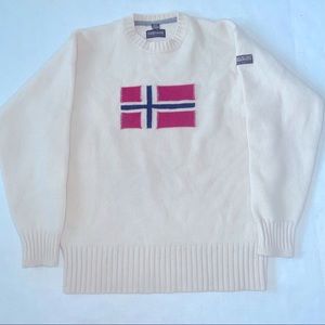 Vintage Napapijri Geographic Big Flag Sweater - XL